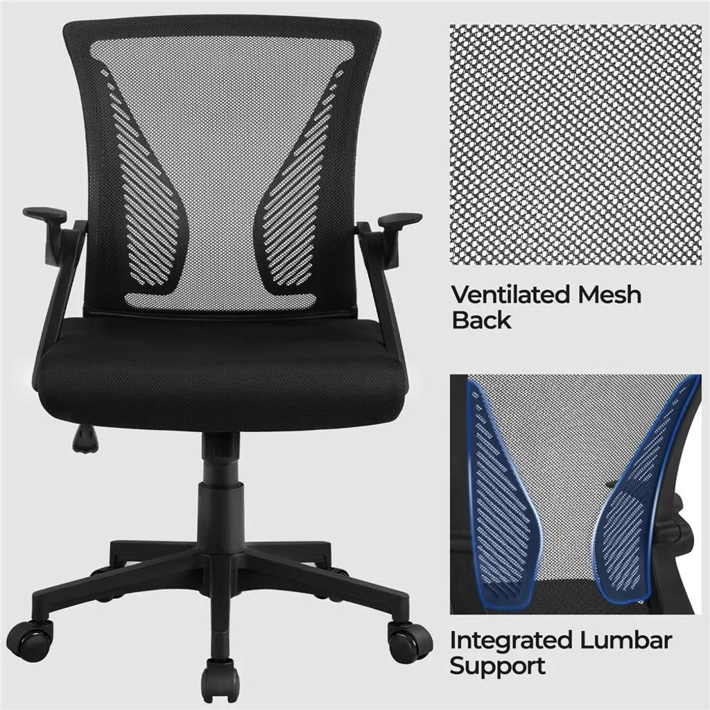 Yaheetech Ergonomischer Bürostuhl mit verstellbaren Armlehnen, bis zu 136 kg, schwarz
