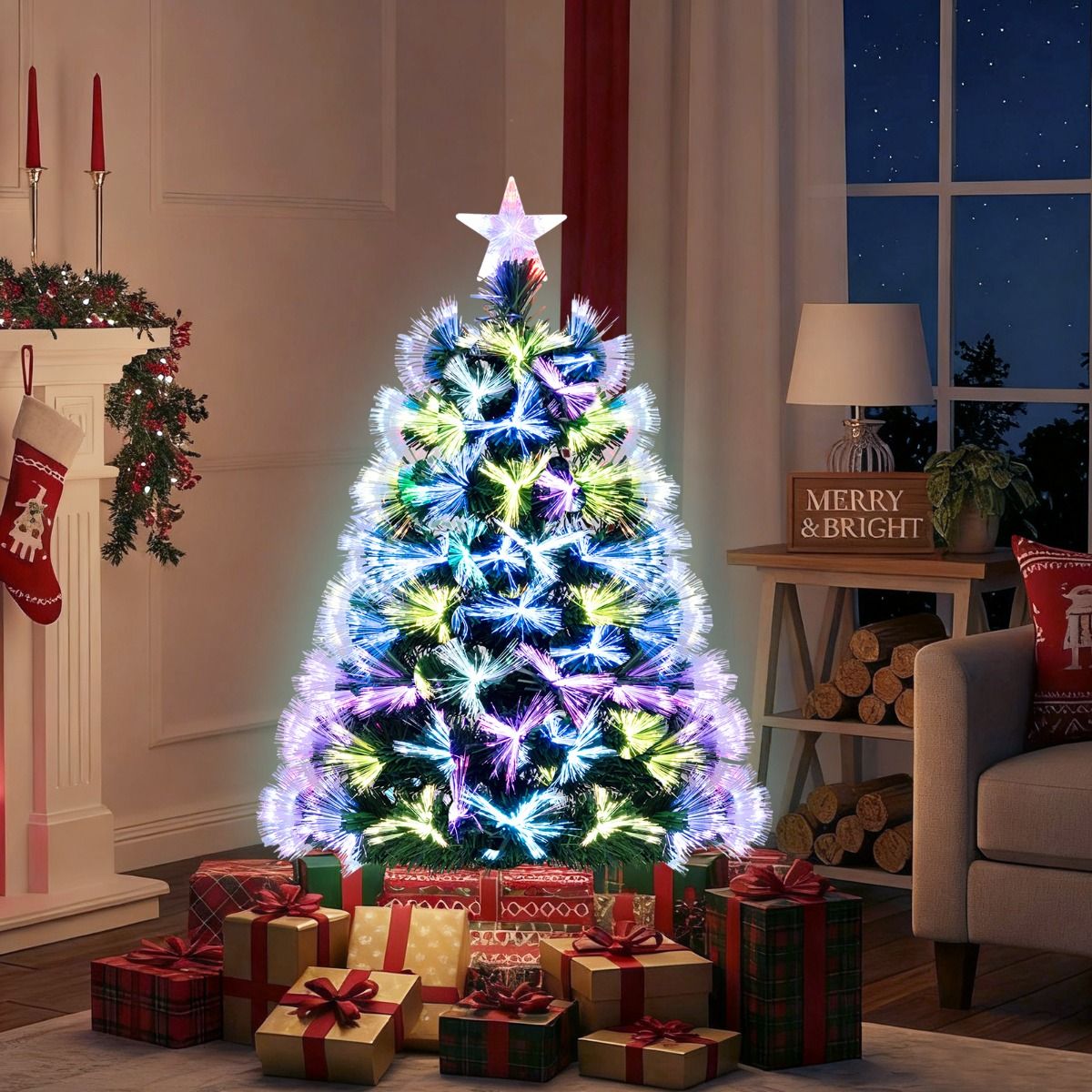 Coast Kunstweihnachtsbaum – Glasfaser-Beleuchtung – 93 Zweige – 95 cm, grün