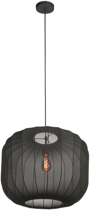 Anne Lighting – Hängeleuchte – Sable – schwarz – Leinen und Metall – Ø 55 cm – E27 – 4192ZW