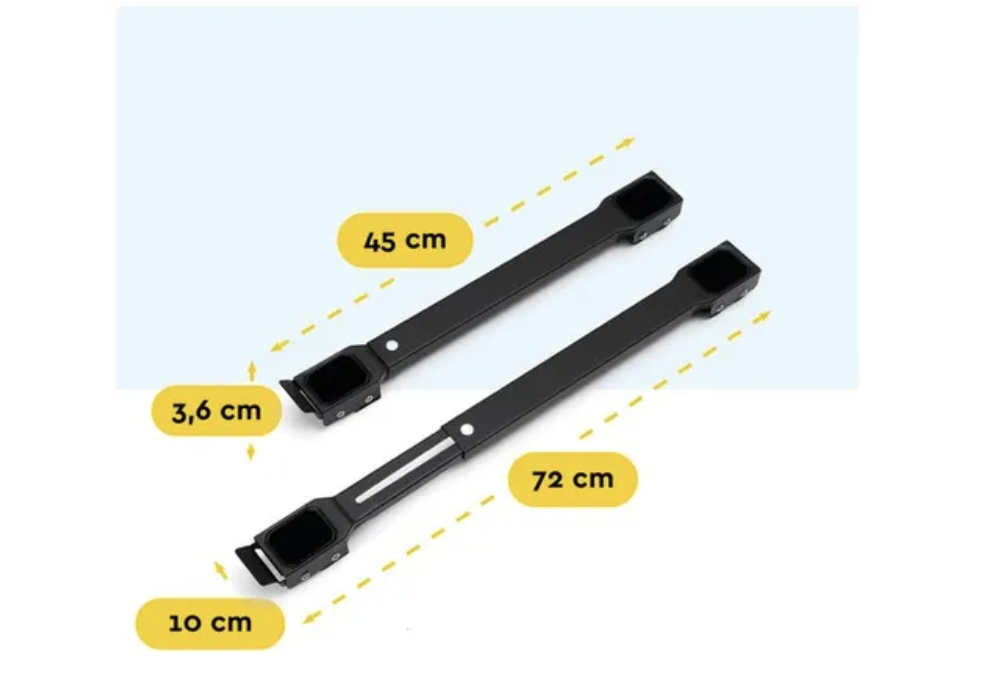 Brasq Verstellbare Möbelrolle Schwarz 45-72 x 10 x 3,6 cm - Transportrolle bis zu 300 kg