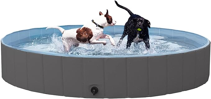 Yaheetech XXL Hundeschwimmbecken, zusammenklappbar, 160 x 30 cm – Schwarz – Rutschfestes Hundebad für Hunde und Katzen