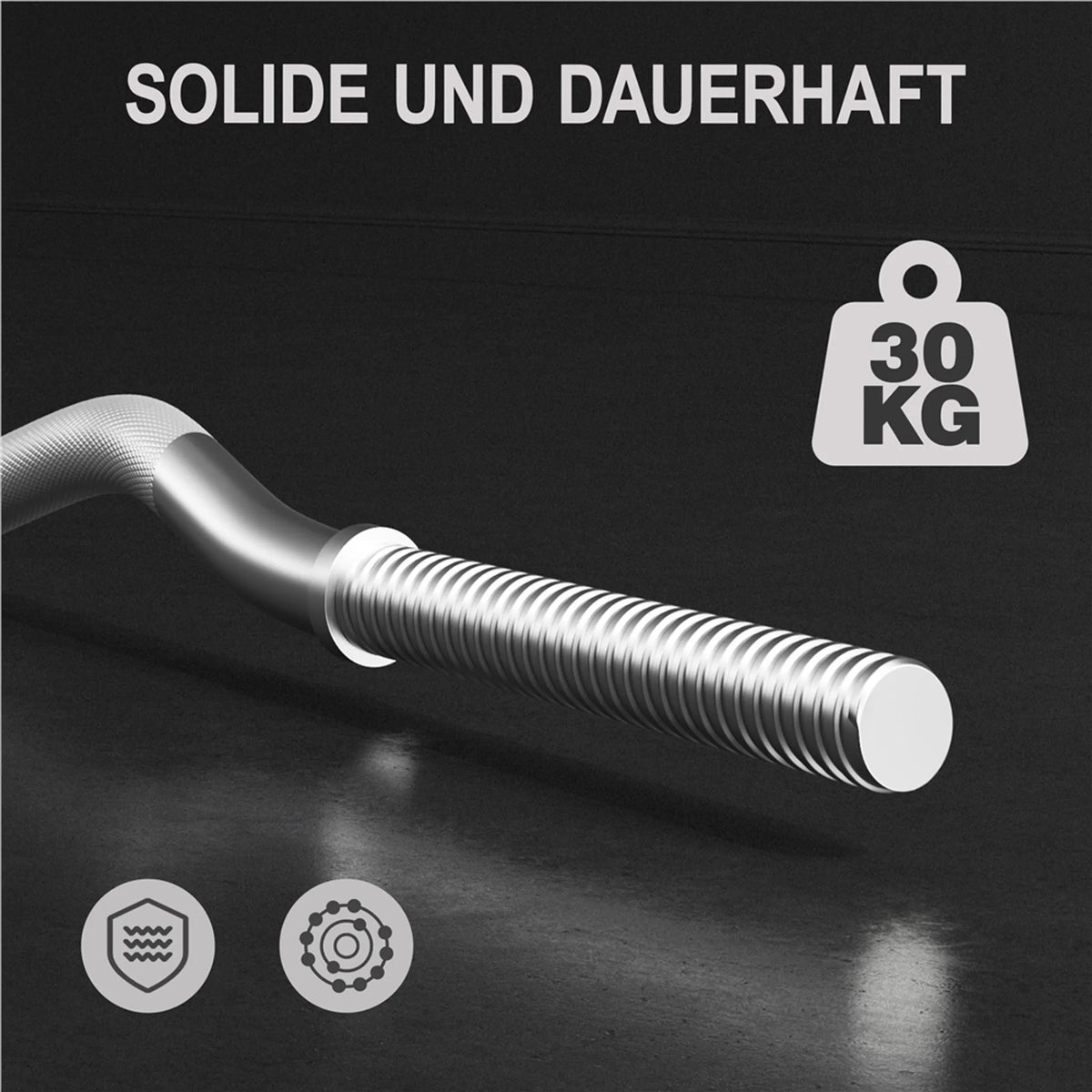 Yaheetech EZ-curl Hantelset 30 kg - Ausgestattet mit verchromter Curl-Stange und 6 Betongewichtsscheiben und Schlössern - Für Krafttraining und Muskelaufbau - Schwarzes Metall, Kunststoff und Beton - 120 x 26 x 26 cm