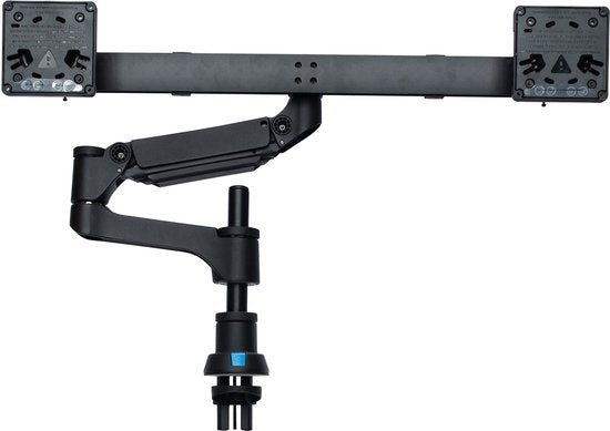 R-Go Tools Smartbar R-Go Caparo Monitorarm, mit Gasfeder für zwei Bildschirme, 3-9 kg Belastbarkeit, 100% rund, schwarz