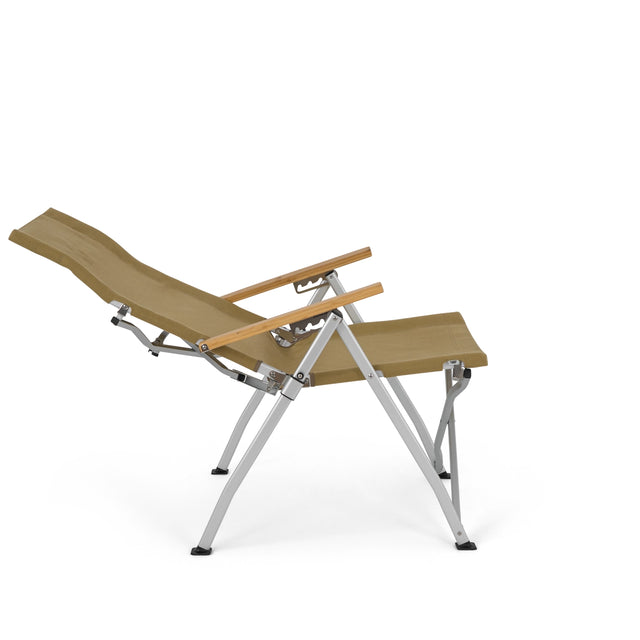 AMA Relax Klappbarer Campingstuhl – Rückenlehne in 4 Positionen verstellbar – Aluminium und Bambus – 53 x 62 x 100 cm – Bis zu 130 kg