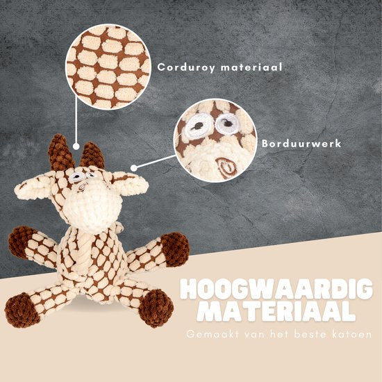 Dutchwide Plush Dog Cuddle - Kuh - Hundespielzeug - Mit Quietsche - Hunde - Spielzeug - Langlebig - Spielzeug - Intelligenz - Intelligenz