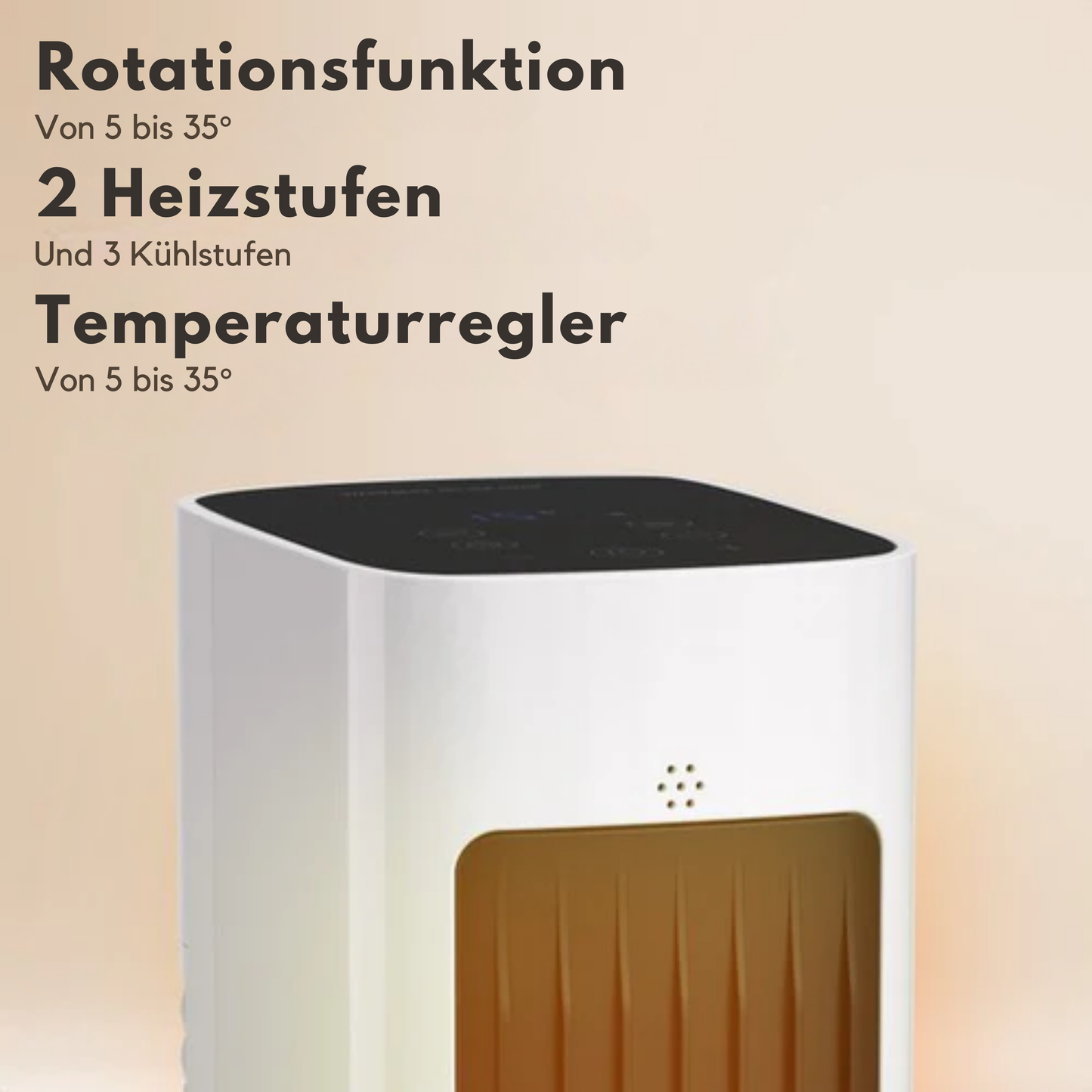Auronic Turmheizlüfter - Keramik-Heizlüfter - Touchscreen & Fernbedienung - 2200W Heizleistung - Weiß