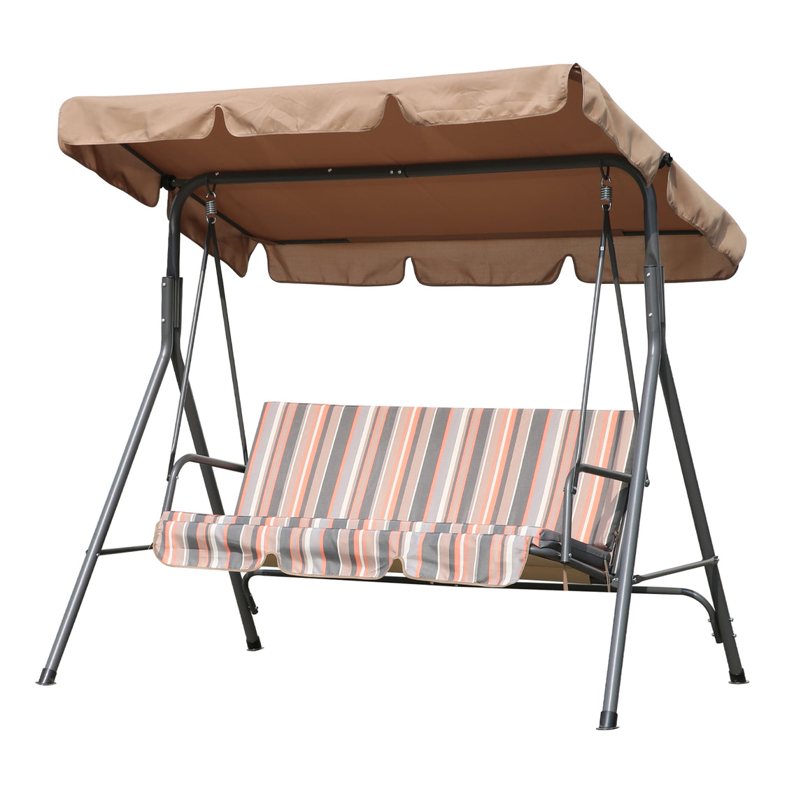 Angel Living 3-Sitzer-Gartenschaukel – mit verstellbarem Sonnendach – Khaki – 169 x 110 x 151 cm