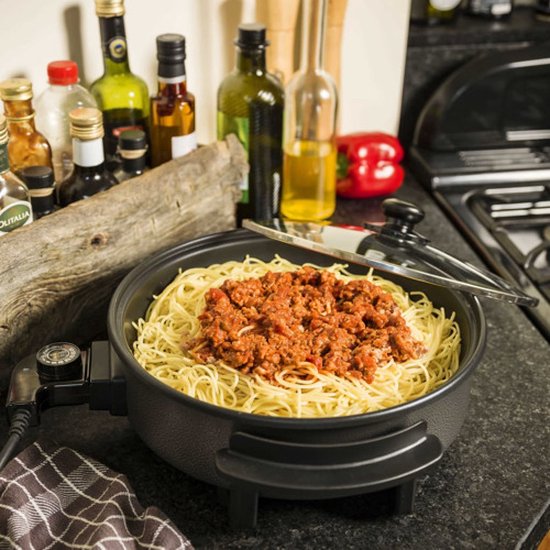 Bestron Elektrische Bratpfanne – AHP1200TGKL – Ø 30 cm – 1500 W – Maximale Temperatur 240 °C – Schwarz