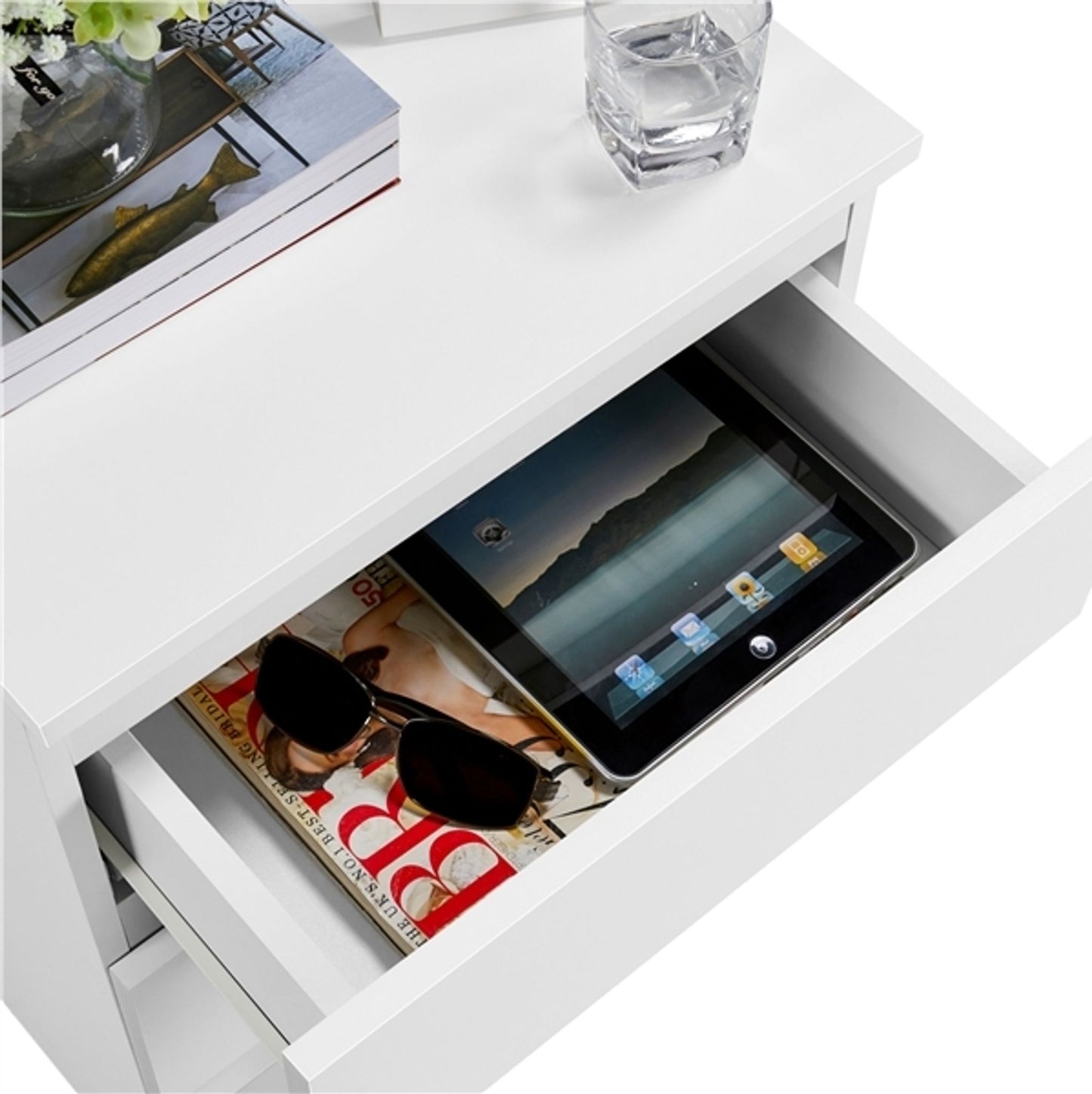 Yaheetech Nachttisch mit 3 Schubladen - Weiß - 45,5 x 35,5 x 60,5 cm