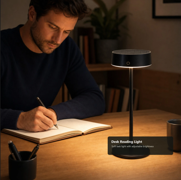 Arlgsite Solar-Tischlampe – kabellos – über USB-C aufladbar – dimmbar – 3 Lichtmodi