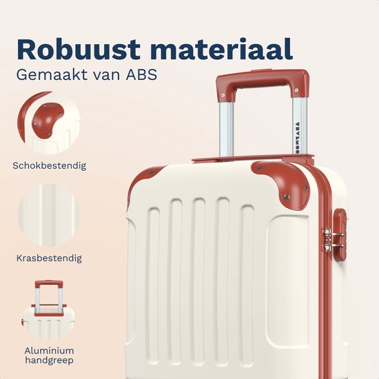 TRVLMORE Handgepäckkoffer – 40 x 30 x 20 cm – Unter-dem-Sitz-Koffer – 24 l – Zahlenschloss – 4 Rollen – Weiß/Beige