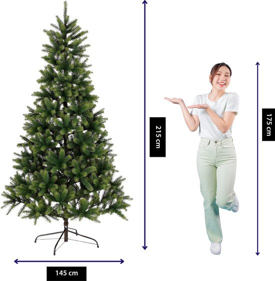 Black Box Trees Toronto Weihnachtsbaum Deluxe – Voller Wuchs mit 1282 Zweigen – Weihnachtsdekoration für den Innenbereich – Kunstbaum aus Kunststoff – H 215 x Ø 145 cm – Grün