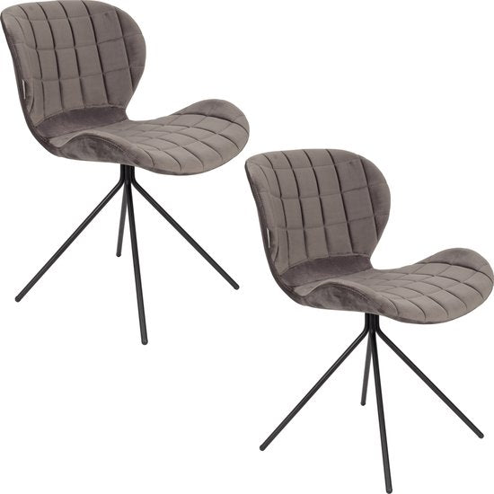 Zuiver OMG Velvet Esszimmerstühle Grau – 2er-Set