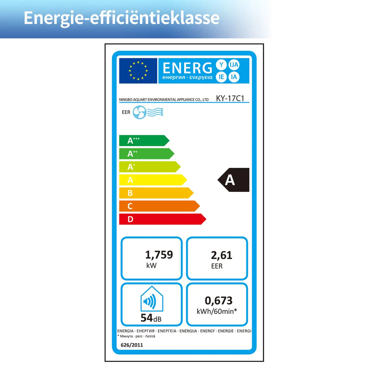 ELECCI Mobile Klimaanlage – 6000 BTU – 4-in-1 – Energieeffizienzklasse A