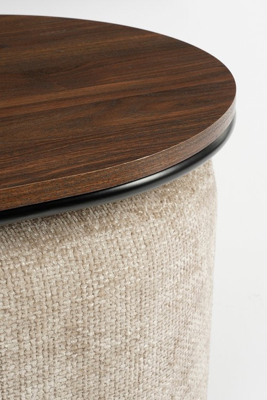 Mica Decorations Couchtisch mit Fußhockern - 3-teilig - L79 x B45 x H41 cm - Hellgrau