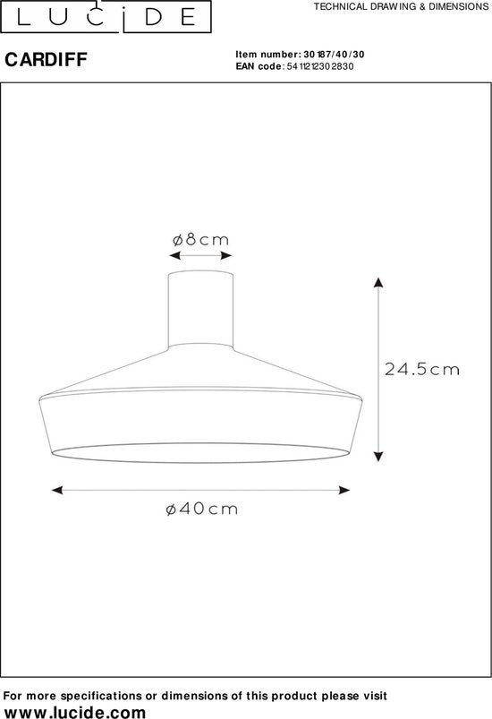 Lucide CARDIFF – Deckenleuchte – Ø 40 cm – 1xE27 – Schwarz