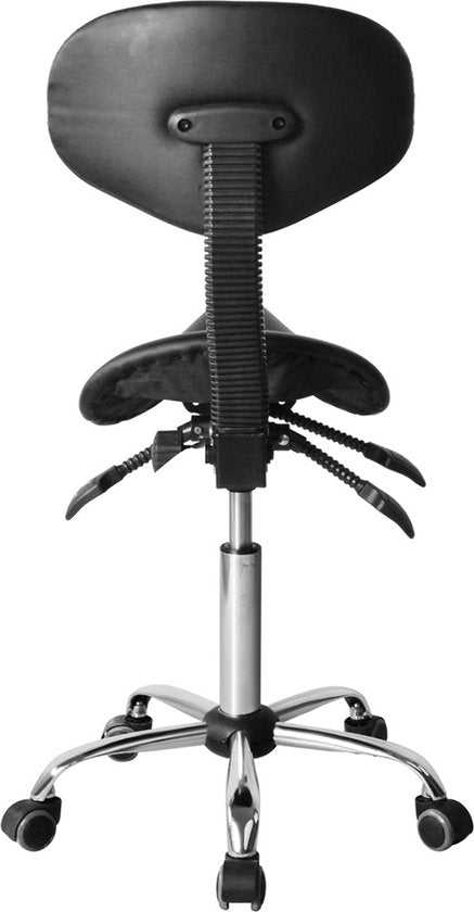 Sattelhocker ergonomische Stuhl - Höhenverstellbar (55 cm bis 73 cm) - Neigbare und verstellbare Rückenlehne - Schwarz