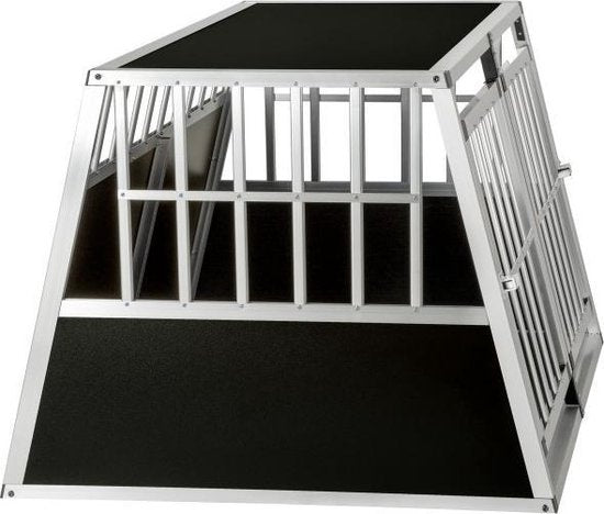 tectake Hondentransportbench double met een schuine achterwand met scheidingswand - 402227