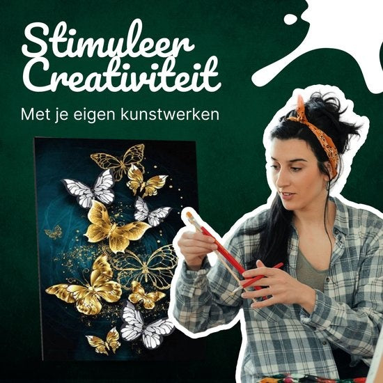 RubyeÂ® Malen nach Zahlen Erwachsene - Schmetterlinge - Inklusive Pinsel - Leinwand Malerei Leinwand - Farbe nach Zahlen - 40x50cm