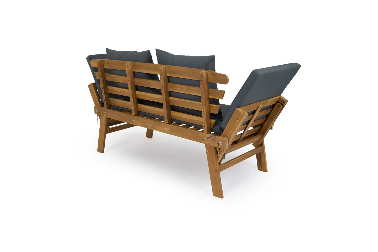 Lifa Garden Gartenbank mit Liegefunktion - Inklusive Kissen - 2-Personen - Max. 220 kg - 130 x 68 x 78 cm - Anthrazit