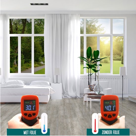 Homewell® Sonnenschutz-Fensterfolie – 60 x 200 cm – Isolierend & hitzebeständig – Sichtschutz – HR++(+) geeignet – 15 % Spiegeleffekt, silberfarben