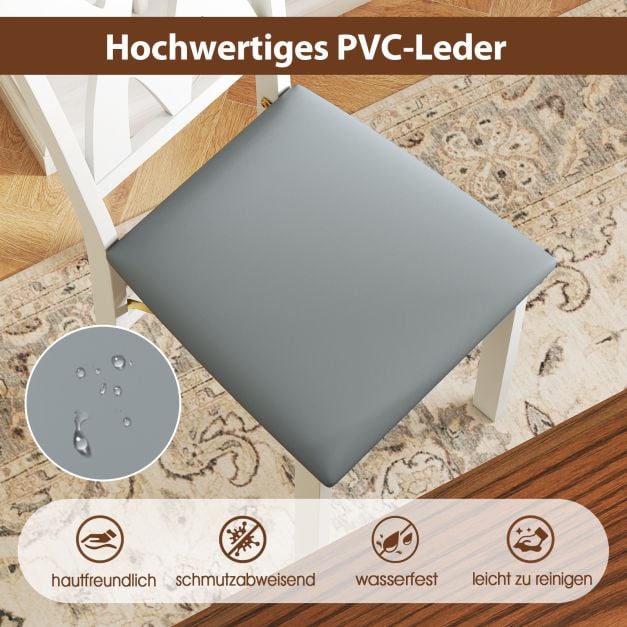 Coast 2er-Set klappbare Esszimmerstühle, Stühle ohne Armlehnen mit Lattenlehne und gepolstertem Kissen – Kautschukholz – 41 x 53 x 91 cm – Weiß