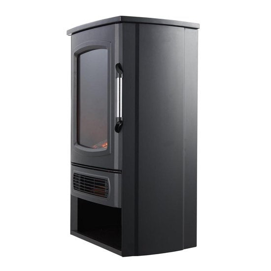 MOA Elektrischer Kamin - Atmosphärischer Kamin & Heizung - 2000W - Realistische Flammen - Platz für Dekoration Holz - Schwarz