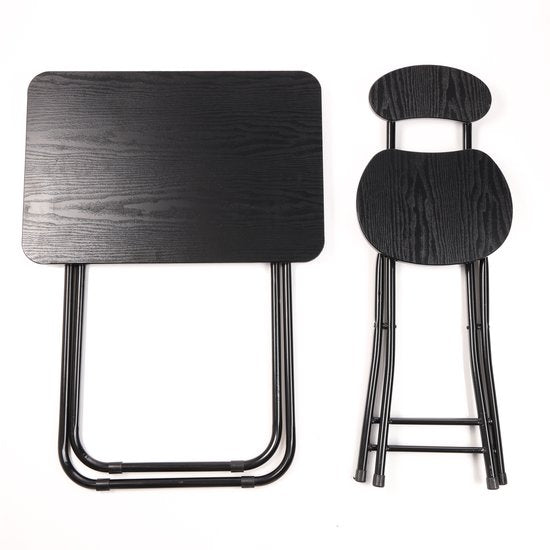 Ceruzo Kinder-Klapptisch mit Stuhl - Schwarz - klappbar - MDF - Metall