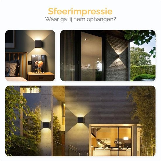 Goliving - Wandleuchte für drinnen und draußen - Wasserdicht - LED - Energieeffizient und rostfrei - 10x10x10 cm - schwarz