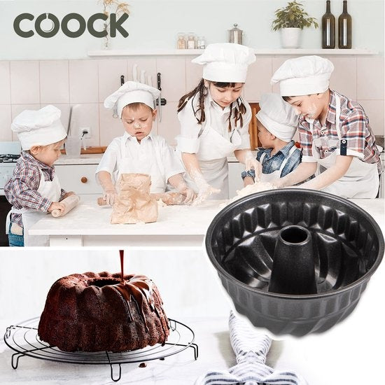 COOCK - Bakvorm - Tulband - Taartvorm met Antiaanbaklaag - 23 cm Diameter - Cakevorm - Incl. Deegschraper & E-Book