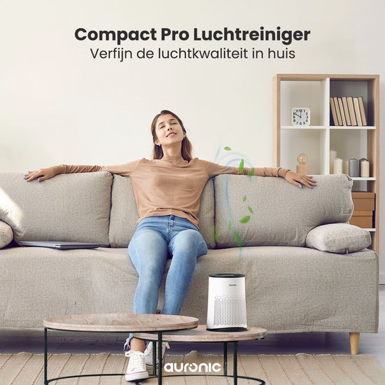 Auronic Luftreiniger Compact Pro - Mit HEPA 13-Filter - 150 m³/h - 30 m² - Aromatherapie-Funktion - 3 Stufen - Luftreiniger - Weiß