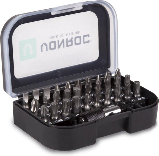 VONROC Universal-Bit-Satz - 31-teilig - Inkl. Bithalter, Aufbewahrungsbox & Gürtelclip
