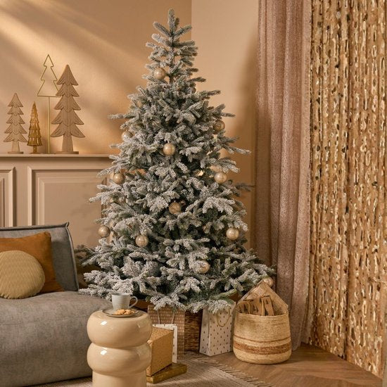 Black Box Trees Grimshaw Baum – Weihnachtsbaum mit Frost- und Schneeeffekt – Weihnachtsdekoration für den Innenbereich – Kunstbaum mit Scharnierkonstruktion – H 215 x Ø 152 cm – Grün