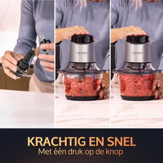 JAP Appliances Multi Chop - Zerkleinerer mit Glasschale (1,2 Liter) - Eiszerkleinerer - Spülmaschinenfest - Lebensmittelzerkleinerer - 6 Klingen - 400W