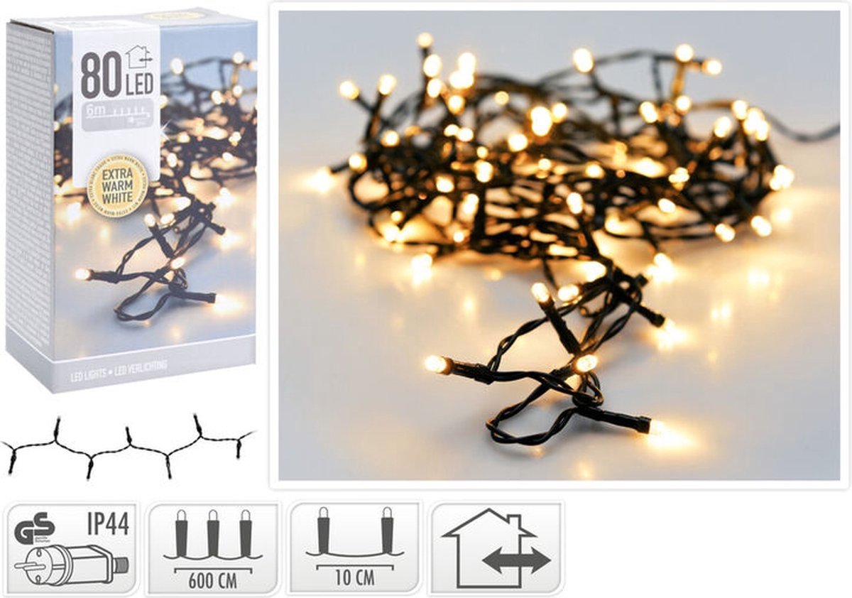 LED-Weihnachtsbeleuchtung 9 m - 120 LED-Lichter - Extra Warm White - Innen & Außen - Mit IP44 Adapter