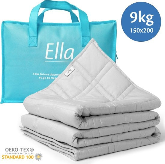 EL-Life Beschwerungsdecke 9kg 150 x 200cm - Schwere Decke - Beschwerungsdecke - OEKO-TEX Baumwolle - Hellgrau