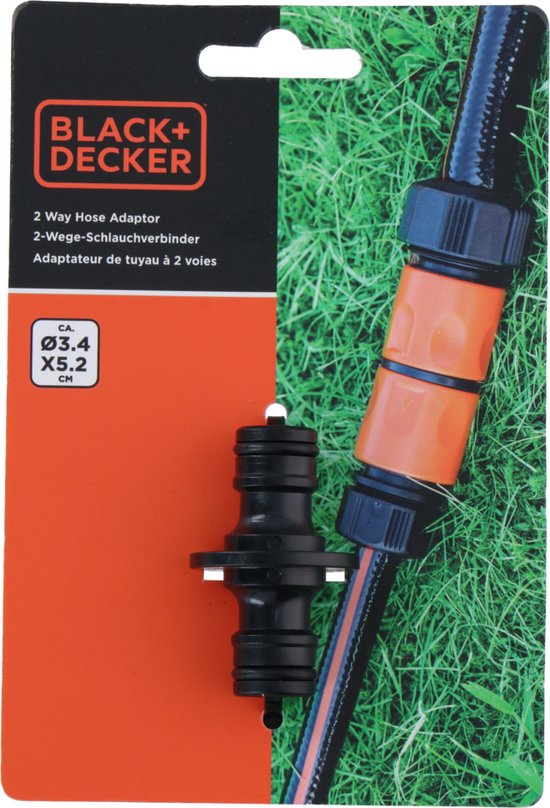 BLACK+DECKER Verbindungs-Gartenschlauch - ⌀ 3.2 x 5.2 CM - 2 Schläuche verbinden - Schwarz