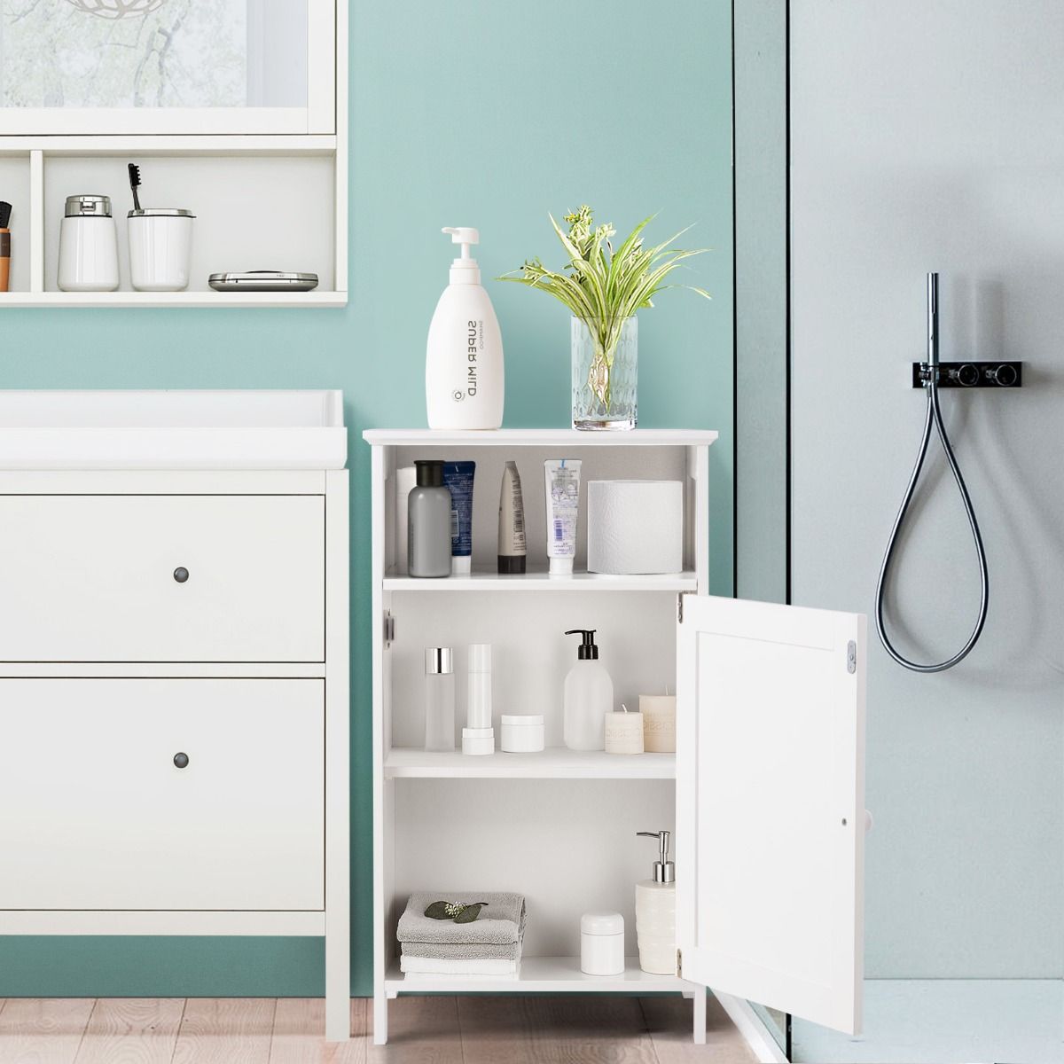 Coast Badezimmerschrank mit Tür - 3 Etagen - 40 x 30 x 70 cm - Weiß