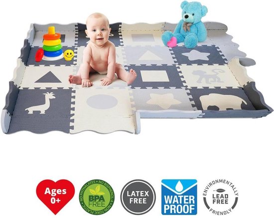 GIZMO Baby & Kleinkind Spielmatte XL - Weicher EVA-Schaumstoff Spielteppich - Mit erhöhtem Rand - Sicher und bequem - 150x150x1,5 cm