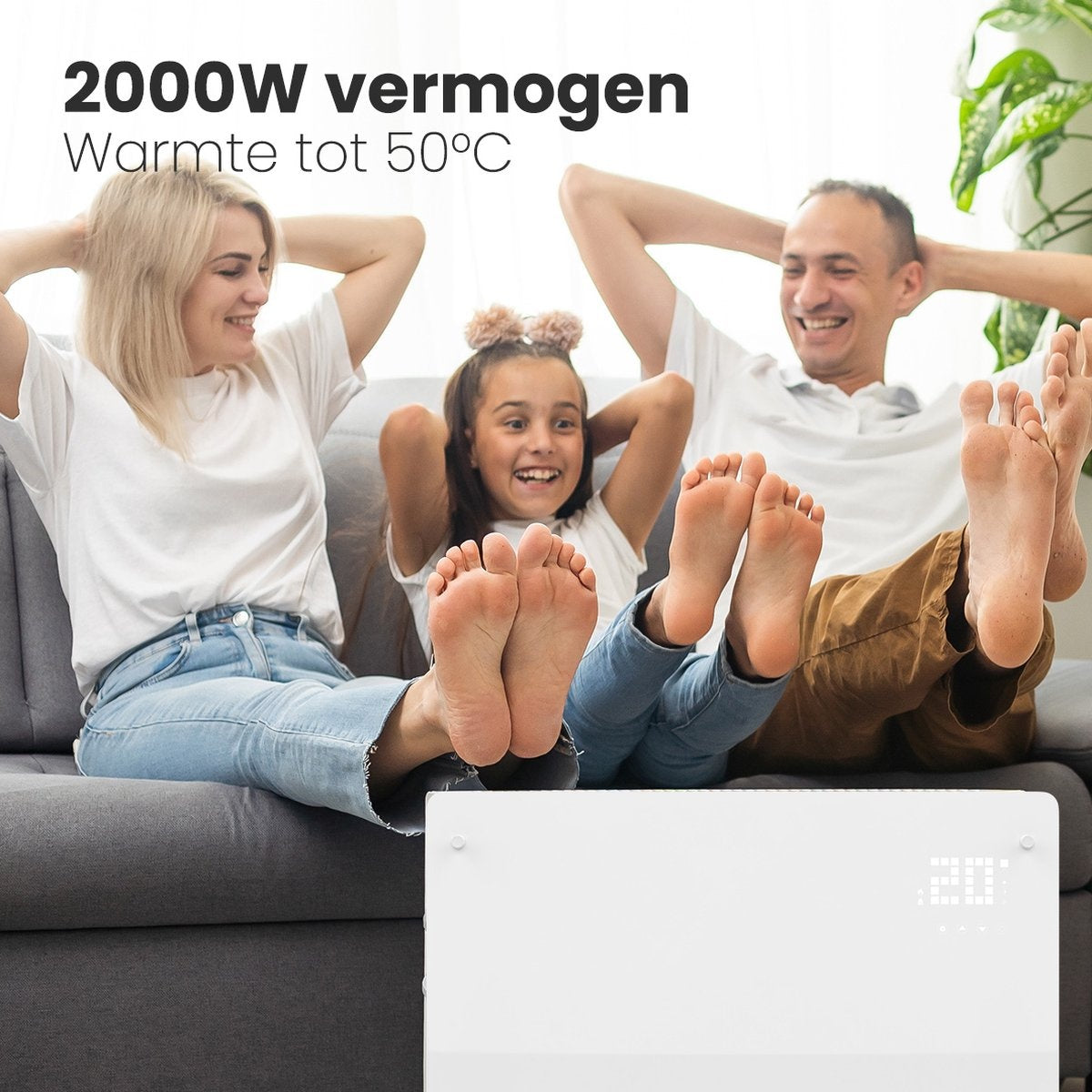 Auronic Electric Heater - Konvektorheizung mit Thermostat und Fernbedienung - Flächenheizung - bis zu 22 m3 - 2000 W - Weiß