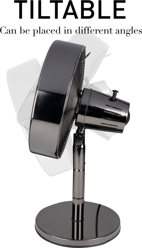 Lifetime Air Tischventilator - 230V - Tischventilator 30CM - 3 Geschwindigkeiten - Oszillationsfunktion - Neigbar - Schwarz