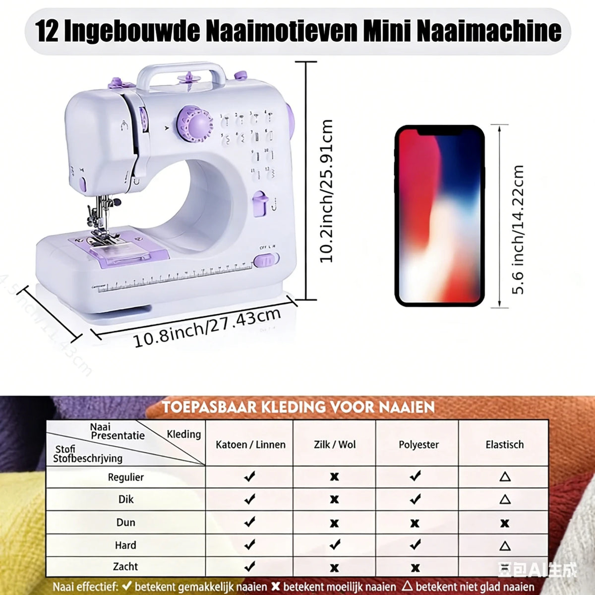 IAGREEA Mini-Nähmaschine für zu Hause für Anfänger – kleine Nähmaschinen mit Rückwärtsnähfunktion