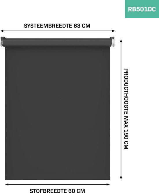 VONROC SMART BLINDS - Elektrisches Rollo - Verlängerung - 60 x 190 - Schwarz - Ohne Fernbedienung und Ladekabel
