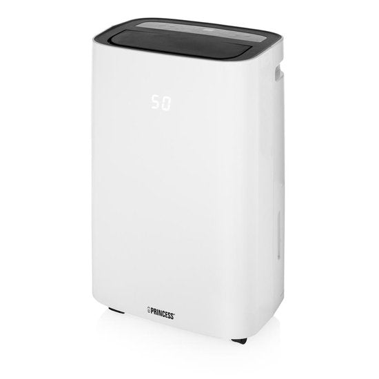 Princess 368020 Smart Luftentfeuchter – 6 l Wassertank – 350 W – WLAN- und App-Steuerung – Einstellbare Luftfeuchtigkeit – 2 Geschwindigkeitsstufen – Timer – 42 dB – Weiß