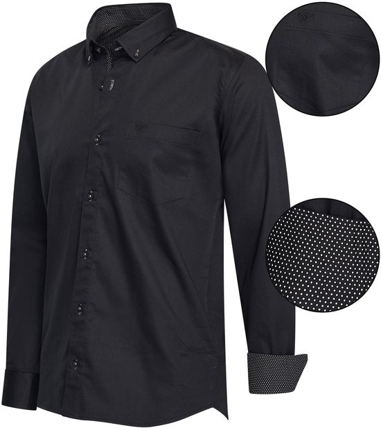 Cappuccino Italia – Herrenhemden, Regular Fit, Hemd, Schwarz – Größe XXL