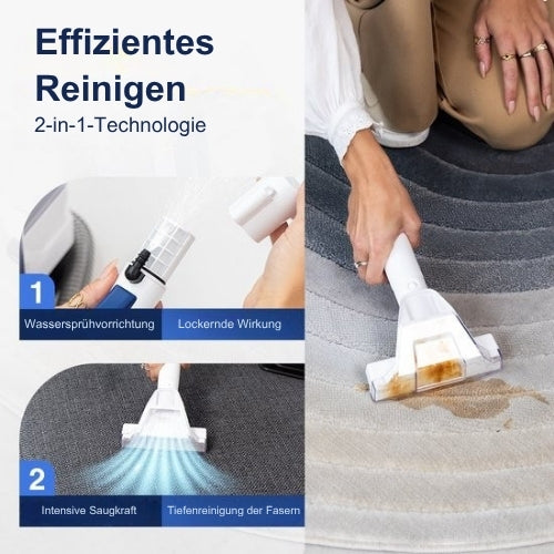Samako - Professioneller Teppichreiniger - Tragbar - Sofa-Reiniger- Mit Extra-Bürste - weiß/blau