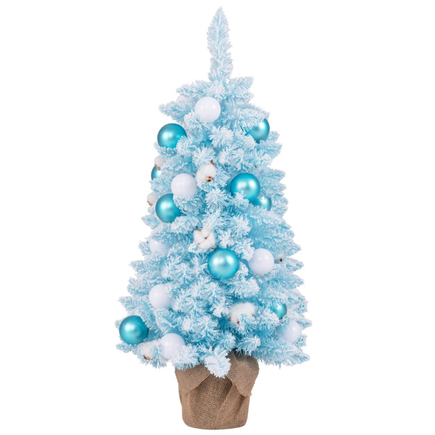 Coast Weihnachtsbaum - PVC - 136 Zweigspitzen - Inkl. 24 Kugeln & 12 Wattebällchen - 44x90 cm - Blau