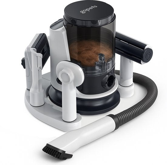 Gopets - 9-teilige Hundeschermaschine - Tierschermaschine für dickes Fell - mit Vakuum & Massagebürste - 23 x 30 cm