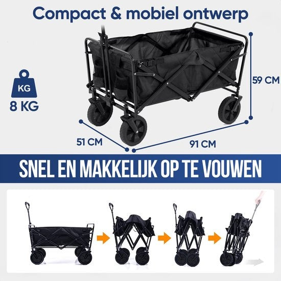 Avalo Bolderkar XL - faltbar - bis zu 110KG - 91x51x59 CM - 120L - 360Ã Â¬âˆÂ¬Â¢Ã Â¬âˆâ‰ˆÂ° Räder - Schwarz