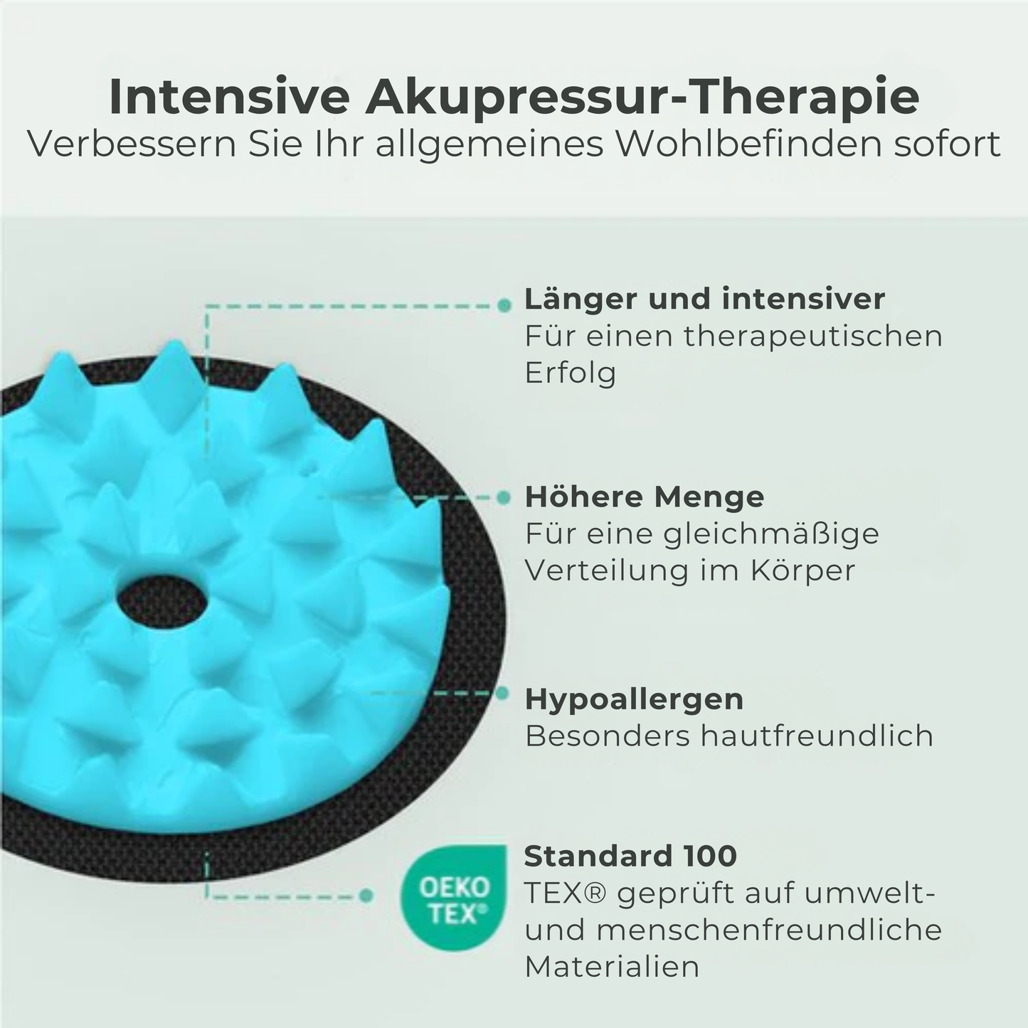 LifeGoods Akupressurmatte XL - Mit Kissen - Shakti Matte - Nagelmatte inkl. 2x Triggerpunkt Ball - 128x48x2cm - Schwarz/Türkis